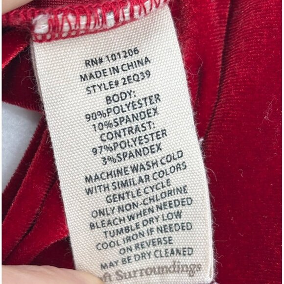 Soft Surroundings Esmarelda Velvet Blouse Top Size M Red Long Sleeve Stretch - Picture 12 of 12